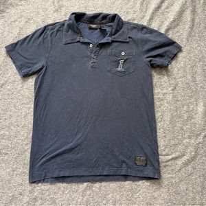 Harley-Davidson #1 Skull Polo Shirt Men's Large Slim Fit Navy Blue Size L